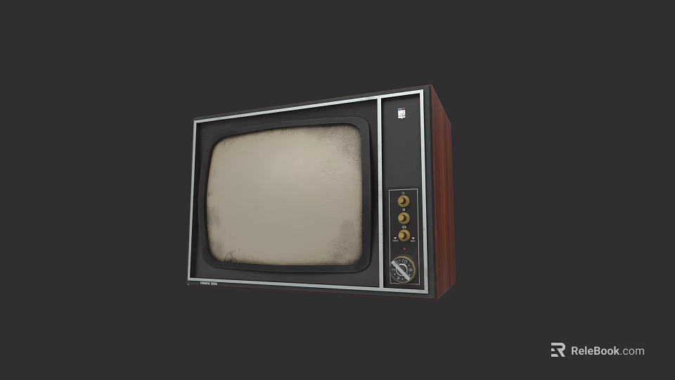 Vintage Old Fashioned Television With Wooden Frame And Retro Control Knobs 3d model 