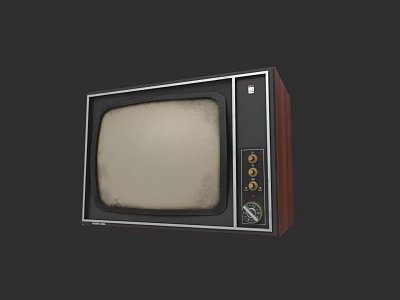 Vintage Old Fashioned Television With Wooden Frame And Retro Control Knobs 3d model