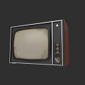 Vintage Old Fashioned Television With Wooden Frame And Retro Control Knobs
