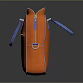 Stylish Orange Bag With Blue Handles Zippers And Modern Design