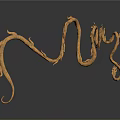 Artistic Golden Mythical Character With Curved Branched Serpent Creature Sculpture Design