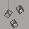 Modern Black Cube Shaped Pendant Lights Hanging On Gray Background 3d model