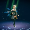 Fantasy Game Character In Teal Dress With Glowing Blades