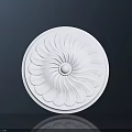 Elegant White Circular Carved Design With Intricate Petal Patterns And Central Circle Decoration