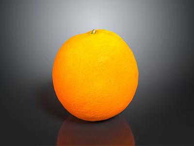 Fresh Ripe Juicy Orange with Vibrant Orange Color on Dark Reflective Surface 3d model