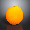 Fresh Ripe Juicy Orange with Vibrant Orange Color on Dark Reflective Surface