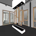 Modern Interior With Wooden Frame Glass Windows And City View