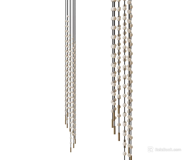 Modern Elegant Chandelier With Beaded Chains And Metal Frames For Interior Decor 3d model 