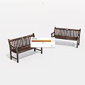 Wooden Public Benches With Backrest And Armrests For Outdoor Spaces
