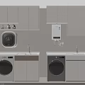 Modern Bathroom Cabinet With Washer Sink Upper Storage And Functional Design 3d model