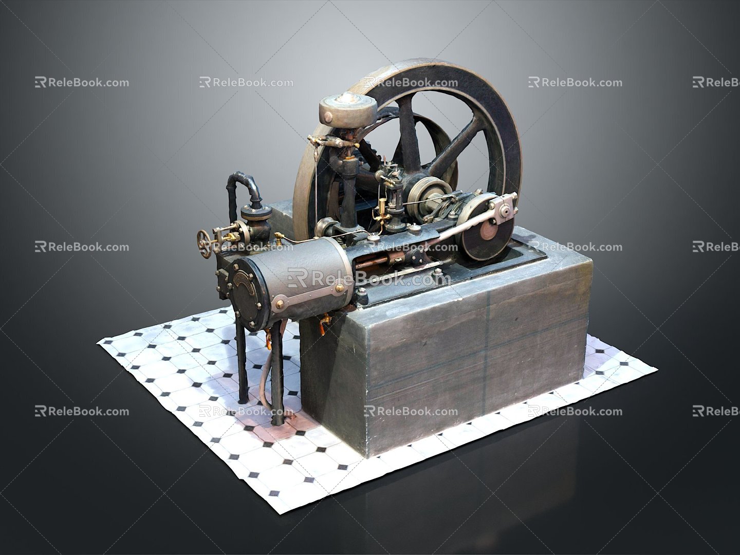 Modern engine steam engine steam engine sliding distribution system regulator 3d model