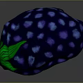 Vibrant Purple And Blue Textured Berry Shaped Object With Green Stem 3D Model Design