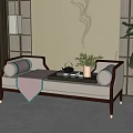 New Chinese Style Bed End Stool 3d model