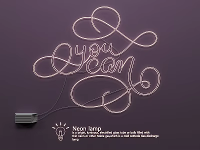 Decorative Neon Lighting Combination With Cursive You Are Design And Dark Background 3d model