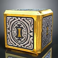 Ornate Golden Cube Featuring Intricate Silver Patterns And Letters I X