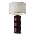 Modern Table Lamp With White Lampshade And Burgundy Spiral Textured Base