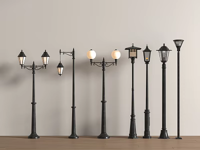 Various Styles of Outdoor Lights With Black Finish and Classic Design 3d model