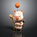 Cute 3D Cartoon Cat Character With Orange Nose Ball On Head Holding Scroll And Tool Belt