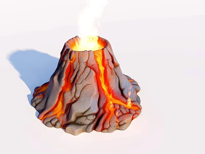 Rockery Stones Model With Erupting Flame And Flowing Lava Texture 3d model