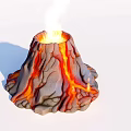 Rockery Stones Model With Erupting Flame And Flowing Lava Texture