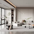Modern Living Room Interior With Sofa Floor Lamp And Plants