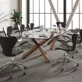 Modern Conference Table and Chair Conference Table and Chair Combination 3d model