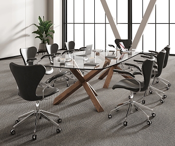 Modern Conference Table and Chair Conference Table and Chair Combination 3d model