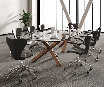 Modern Conference Table and Chair Conference Table and Chair Combination 3d model