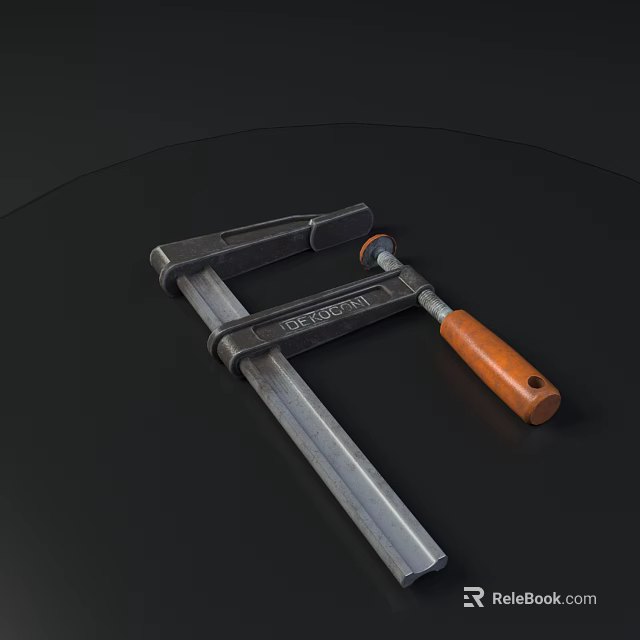 Sturdy Hardware Tool Metal G Clamp With Wooden Handle For Workshop Use 3d model 