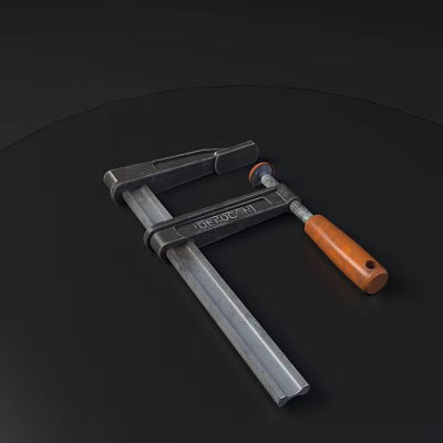 Sturdy Hardware Tool Metal G Clamp With Wooden Handle For Workshop Use 3d model