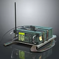Green Portable Communication Device With Antenna Display Screen Control Buttons And Support Stand 3d model