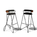 Modern Bar Stools With Metal Frame Backrest And Black Seat Cushion Design
