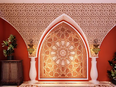 Box background wall national style Moroccan style 3d model