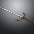 Ornate Decorative Sword Featuring Silver Blade Brown Handle And Golden Tassel