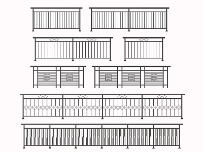 Different Types of Fence Designs With Various Rail Patterns And Structures 3d model