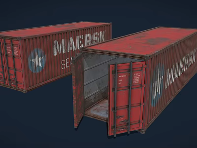 Red Commercial Shipping Containers With MANEIRISMO SEA Branding Open Doors And Interior Storage Space 3d model