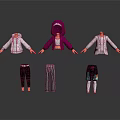 Clothing Mannequins Display With Hoodies Jackets And Striped Patterned Pants Shorts