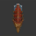 Dragon Head Shaped Weapon With Gold Red Decoration And Mechanical Structure 3d model