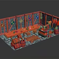 Medieval Blacksmith Workshop Interior With Wooden Workbench Barrels Hanging Tools And Gray Brick Walls