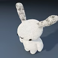 Adorable White Rabbit Doll With Fluffy Texture Gray Spotted Ears And Black Eyes