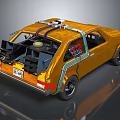 Yellow Vintage Modified Car With Custom Roof Gear And Trunk Equipment