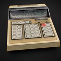 Vintage Office Calculator Retro Design With Beige Brown Panel And Buttons