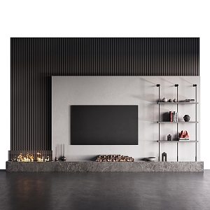 Modern TV background wall 3d model