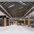 Modern Supermarket Interior With Spacious Layout Well Lit Shelves And General Merchandise