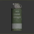 Green Military Smoke Grenade With Metal Pin And Cylindrical Body