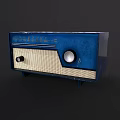 Retro Radio Speaker Design With Blue And Beige Color And Control Knobs 3d model