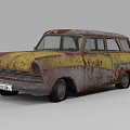 Old Rusty Vintage Station Wagon With Yellow And Rusty Paint Finish