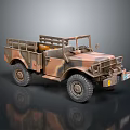 Military Style Utility Vehicle With Camouflage Paint Open Cargo Bed And Off Road Tires