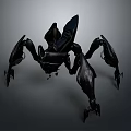 Black Mechanical Spider Creature With Sharp Multiple Limbs And Futuristic Design