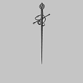 Thorn Sword with Chain Handle 3d model
